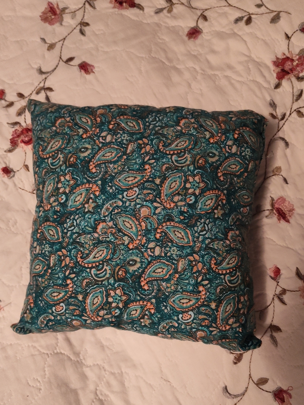 Buy IT Now Purse Pillow Teal Paisley  9" Square
